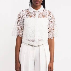 Maje White Floral Lace Blouse